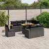 Image de Vidaxl Salon De Jardin 9 Pcs Avec Coussins Noir RÃ©sine TressÃ©e