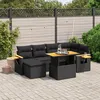 Image de Vidaxl Salon De Jardin 7 Pcs Avec Coussins Noir RÃ©sine TressÃ©e