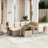 Image de Vidaxl Salon De Jardin Avec Coussins 7 Pcs Beige RÃ©sine TressÃ©e