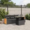 Image de Vidaxl Salon De Jardin 5 Pcs Avec Coussins Noir RÃ©sine TressÃ©e