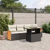 Image de Vidaxl Salon De Jardin 5 Pcs Avec Coussins Noir RÃ©sine TressÃ©e