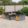 Image de Vidaxl Salon De Jardin 9 Pcs Avec Coussins Noir RÃ©sine TressÃ©e