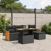 Image de Vidaxl Salon De Jardin 6 Pcs Avec Coussins Noir RÃ©sine TressÃ©e