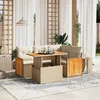 Image de Vidaxl Salon De Jardin Avec Coussins 5 Pcs Beige RÃ©sine TressÃ©e