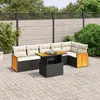 Image de Vidaxl Salon De Jardin 7 Pcs Avec Coussins Noir RÃ©sine TressÃ©e