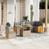 Image de Vidaxl Salon De Jardin Avec Coussins 7 Pcs Beige RÃ©sine TressÃ©e