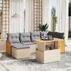 Image de Vidaxl Salon De Jardin Avec Coussins 7 Pcs Beige RÃ©sine TressÃ©e