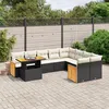 Image de Vidaxl Salon De Jardin 10 Pcs Avec Coussins Noir RÃ©sine TressÃ©e