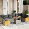 Image de Vidaxl Salon De Jardin 11 Pcs Avec Coussins Gris RÃ©sine TressÃ©e
