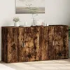 Image de vidaXL Buffets 2 pcs chÃªne fumÃ© 79x38x80 cm bois d'ingÃ©nierie