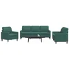 Image de vidaXL Ensemble de canapÃ©s 3 pcs avec coussins Vert foncÃ© Velours