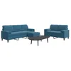 Image de vidaXL Ensemble de canapÃ©s 3pcs et coussins et traversins bleu velours