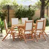 Image de Vidaxl Ensemble Ã Manger De Jardin 7pcs Bois D'acacia Solide TextilÃ¨ne