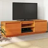 Image de vidaXL Meuble TV cire marron 140x35x40 cm bois pin massif