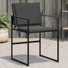 Image de Vidaxl Chaises De Jardin Et Coussins Lot De 4 Noir Acier Et TextilÃ¨ne