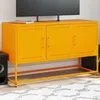 Image de vidaXL Meuble TV jaune moutarde 100,5x39x60,5 cm acier