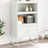 Image de vidaXL Buffet haut blanc 68,5x38,5x123,5 cm acier