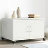 Image de vidaXL Table basse blanc 68x50x43,5 cm acier laminÃ© Ã  froid