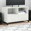 Image de vidaXL Meuble TV blanc 68x39x43,5 cm acier
