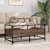 Image de vidaXL Table basse et dessus en verre chÃªne marron 98,5x50x45 cm acier