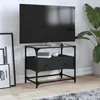Image de vidaXL Meuble TV et dessus en verre noir 60x35x51 cm bois d'ingÃ©nierie