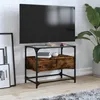Image de vidaXL Meuble TV avec dessus en verre chÃªne fumÃ© bois d'ingÃ©nierie