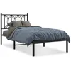 Image de vidaXL Cadre de lit mÃ©tal sans matelas avec tÃªte de lit noir 75x190 cm