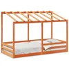 Image de vidaXL Lit pour enfants et toit cire marron 100x200 cm bois massif pin
