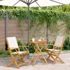 Image de Vidaxl Ensemble De Bistro 3 Pcs Blanc CrÃ¨me Tissu Et Bois Massif