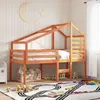 Image de vidaXL Lit haut avec toit cire marron 90x190 cm bois de pin massif