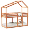 Image de vidaXL Lit superposÃ© avec toit cire marron 80x200cm bois massif de pin