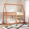 Image de vidaXL Lit superposÃ© avec toit cire marron 80x200cm bois massif de pin