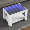 Image de vidaXL Table basse avec LED blanc 73x53x45 cm bois d'ingÃ©nierie