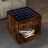 Image de Vidaxl Table Basse Avec Led Infinity ChÃªne FumÃ© 50x50x50 Cm