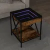 Image de Vidaxl Table Basse Avec Led Infinity ChÃªne FumÃ© 40x40x49 Cm
