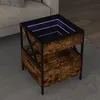 Image de Vidaxl Table Basse Avec Led Infinity ChÃªne FumÃ© 40x40x51 Cm