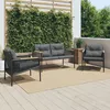 Image de Vidaxl Ensemble De Meubles De Balcon Avec Coussins 3 Pcs Noir Acier