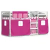 Image de vidaXL Lit superposÃ© avec rideaux rose 80x200 cm bois pin massif