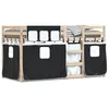 Image de vidaXL Lit superposÃ© avec rideaux blanc/noir 90x200 cm bois pin massif