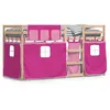 Image de vidaXL Lit superposÃ© avec rideaux rose 90x200 cm bois pin massif