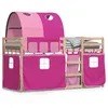 Image de vidaXL Lit superposÃ© avec rideaux rose 90x200 cm bois pin massif