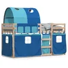 Image de vidaXL Lit superposÃ© avec rideaux bleu 90x190 cm bois pin massif
