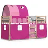 Image de vidaXL Lit superposÃ© avec rideaux rose 90x190 cm bois pin massif