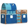 Image de vidaXL Lit superposÃ© avec rideaux bleu 90x190 cm bois pin massif