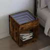 Image de vidaXL Table de chevet avec LED infini chÃªne marron 40x40x50 cm