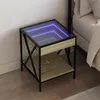 Image de Vidaxl Table De Chevet Avec Led Infini ChÃªne Sonoma 40x40x49 Cm