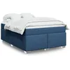 Image de vidaXL Sommier Ã  lattes de lit avec matelas Bleu 140x190 cm Tissu