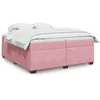 Image de vidaXL Sommier Ã  lattes de lit avec matelas Rose 200x200 cm Velours