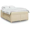 Image de vidaXL Sommier Ã  lattes de lit avec matelas CrÃ¨me 160x200 cm Tissu