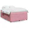 Image de vidaXL Sommier Ã  lattes de lit avec matelas Rose 140x190 cm Velours